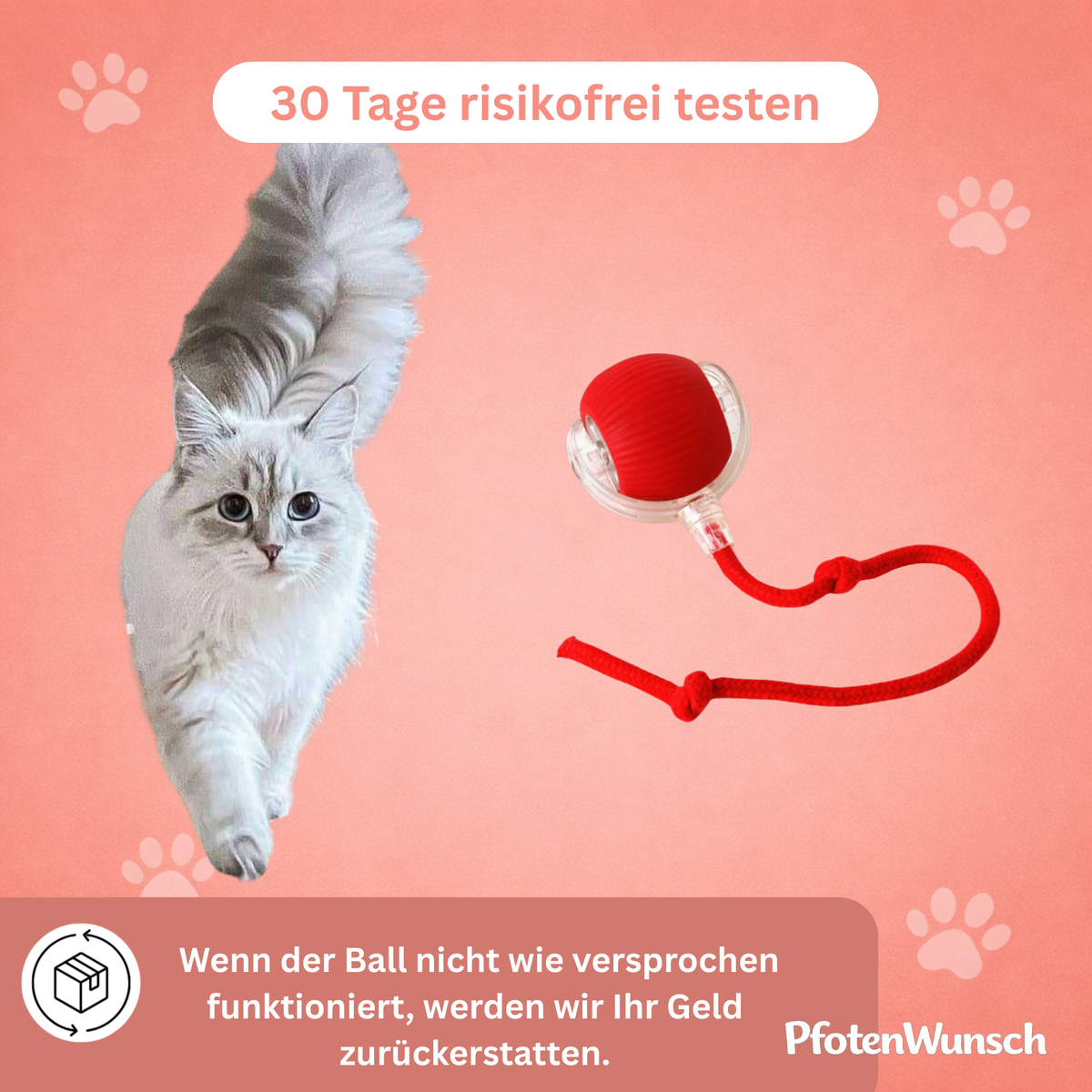 Interactive toy ball with a tail