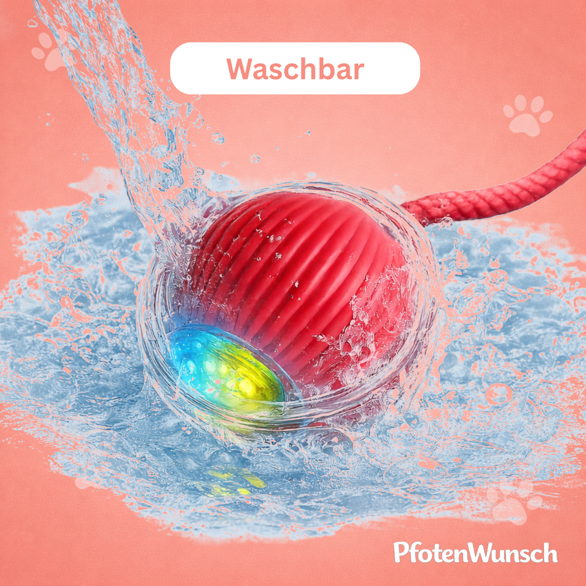 Interactive toy ball with a tail